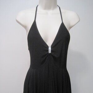 Song's Fashion Womens Medium Black Stretch Dress Halter Top Spaghetti Strap